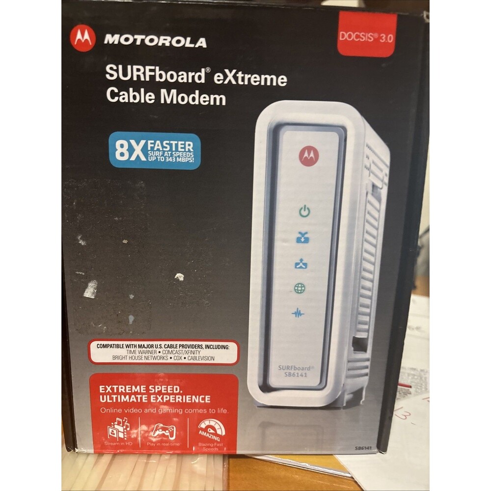 Motorola Arris Surfboard Modem SB6141 White DOCSIS 3.0 400 Series 581902-022-00